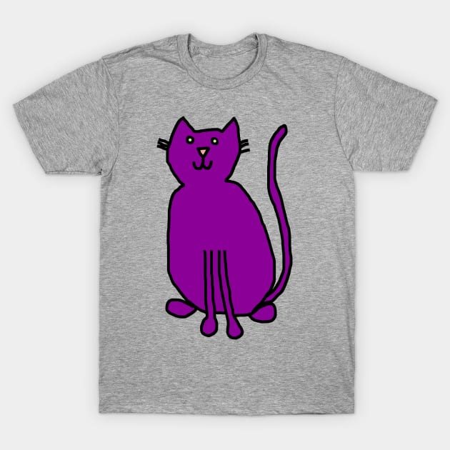 Purple Cat Minimal Line Drawing T-Shirt by ellenhenryart